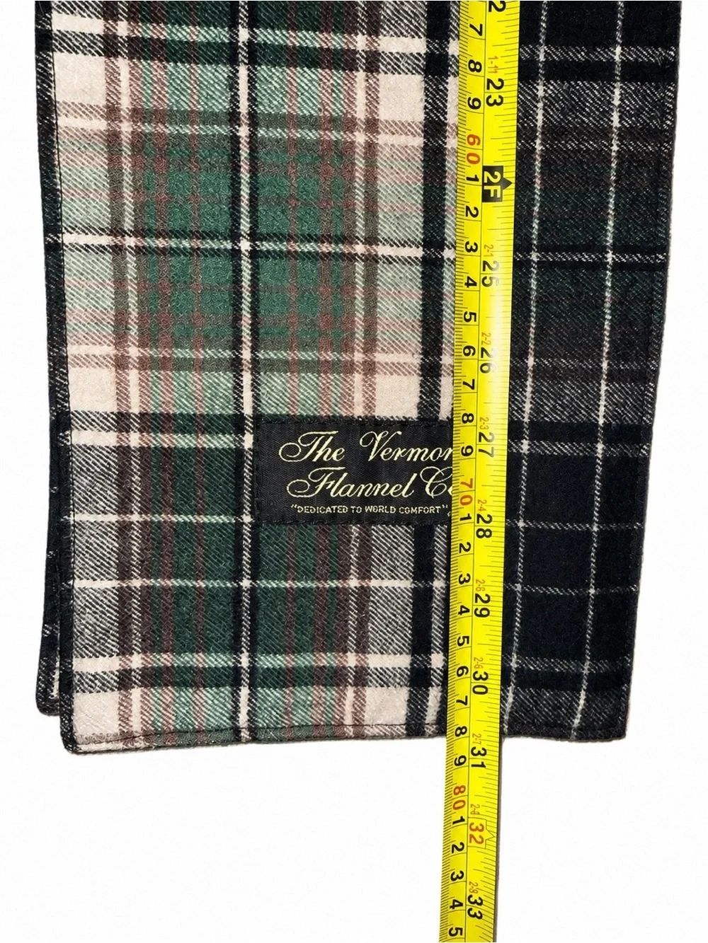 The Vermont Flannel Co Plaid Organic Cotton Flannel Scarf Green Black Unisex